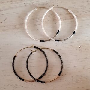 2 Pairs Toho/Miyuki Beaded Hoop Earrings